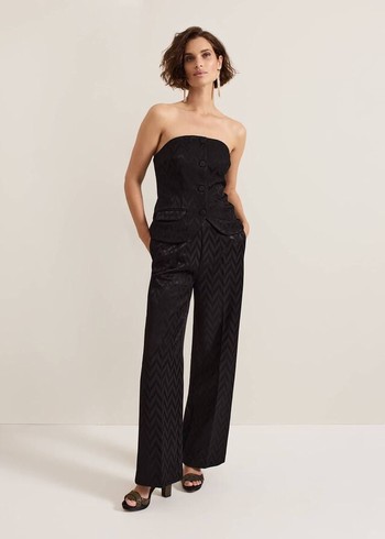 Phase Eight Adalynn Jacquard Trousers Black Canada | GWNBCA-923